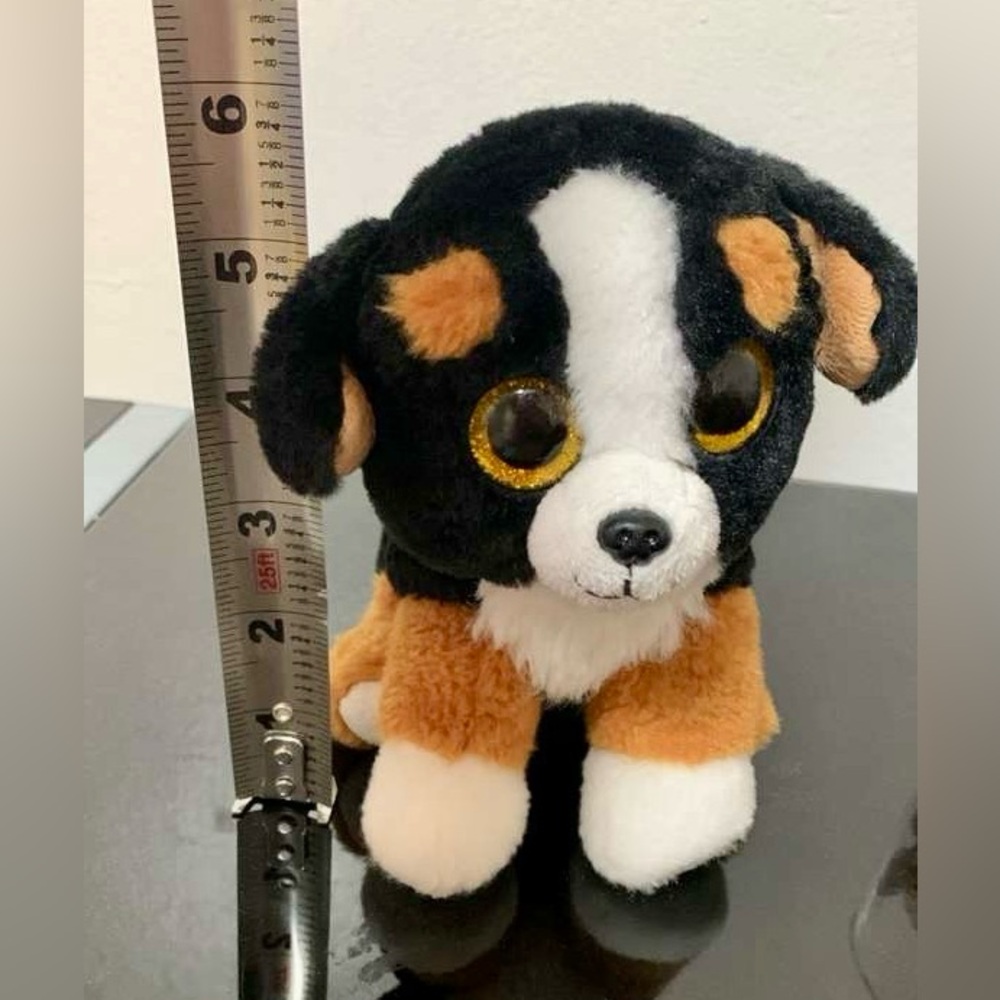Plush Dog Toy - Black, White, and Brown